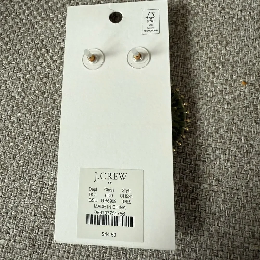 J. Crew Green Beaded circle earrings